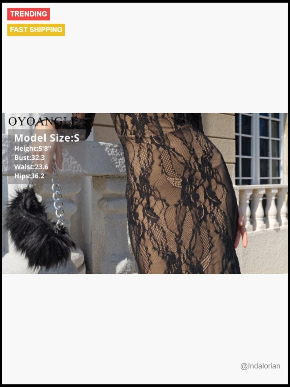 Floral Lace Slit Back Fishtail Long Dress Square Neck Bodycon Cocktail - Picture 6 of 7